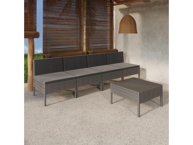 Photos - Garden Furniture VidaXL Garden Lounge Set Patio Sectional Sofa Couch 5 Piece Poly Rattan Gray 3094326 