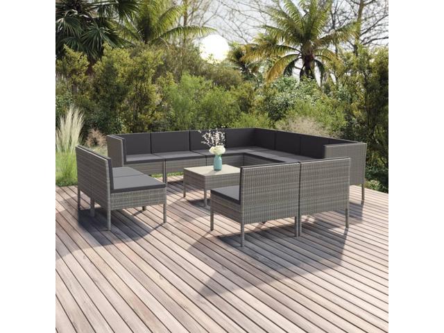 Photos - Garden Furniture VidaXL Garden Lounge Set Patio Sectional Sofa Couch 12 Piece Poly Rattan Gray 3094482 