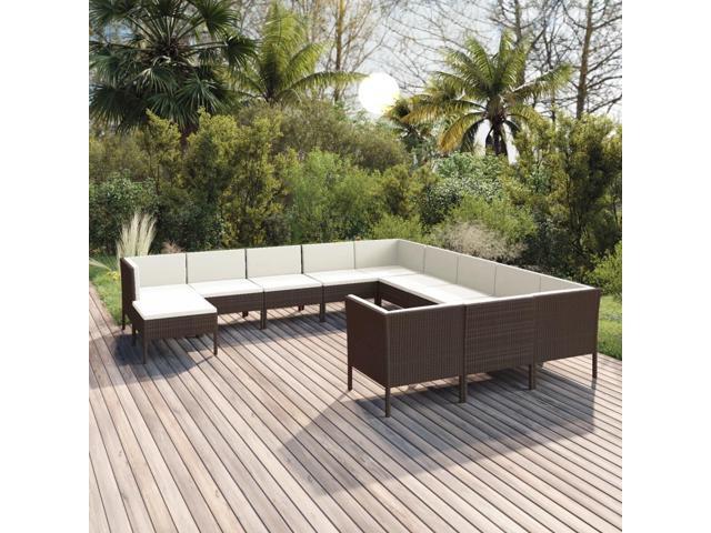 Photos - Garden Furniture VidaXL Patio Lounge Set 12 Piece Sectional Sofa for Outdoor Poly Rattan Brown 3094523 