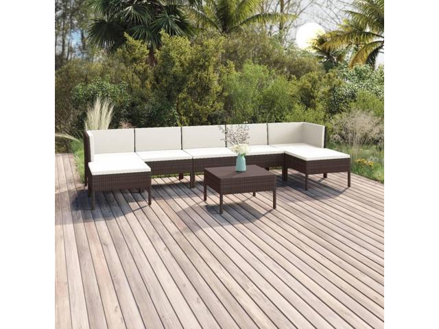 Photos - Garden Furniture VidaXL Patio Lounge Set 8 Piece Sectional Sofa for Outdoor Poly Rattan Brown 3094543 