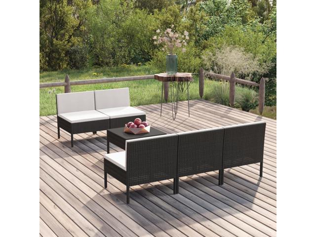 Photos - Garden Furniture VidaXL Garden Lounge Set Patio Sectional Sofa Couch 6 Piece Poly Rattan Black 3094320 