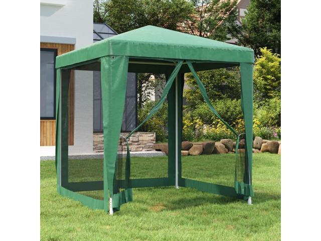 vidaXL Gazebo Outdoor Party Tent with 4 Mesh Sidewalls Green 6.6'x6.6'HDPE
