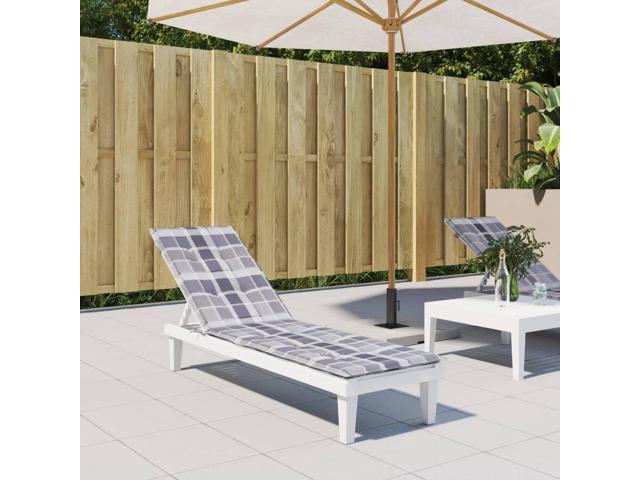 vidaXL Chair Cushion Water Repellent Deck Chair Cushion Gray Check Pattern