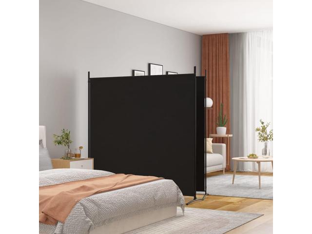 vidaXL Room Divider Folding 2 Panel Room Divider Privacy Screen Black Fabric