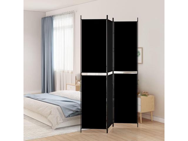 vidaXL Room Divider 3 Panel Room Divider Screen Wall Partition Black Fabric