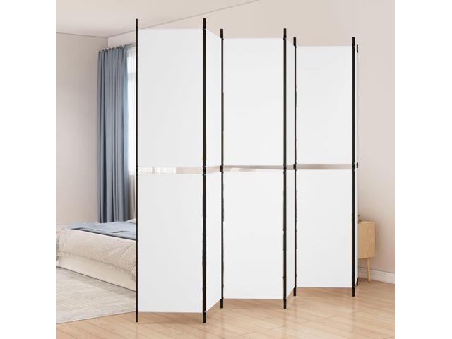 vidaXL Room Divider 6 Panel Room Divider Screen Wall Partition White Fabric