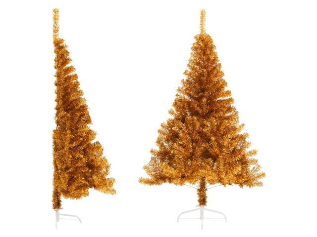 Photos - Other Jewellery VidaXL Christmas Tree Artificial Half-Circle Xmas Tree with Stand Gold PET 