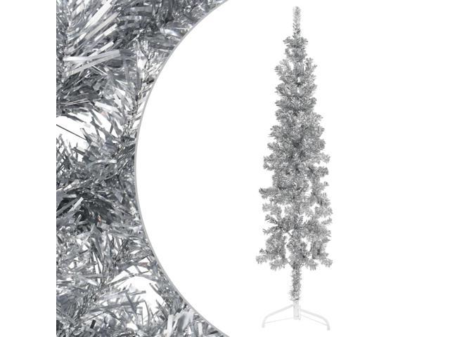Photos - Other Jewellery VidaXL Christmas Tree Decor Slim Artificial Half Xmas Tree with Stand Silv 