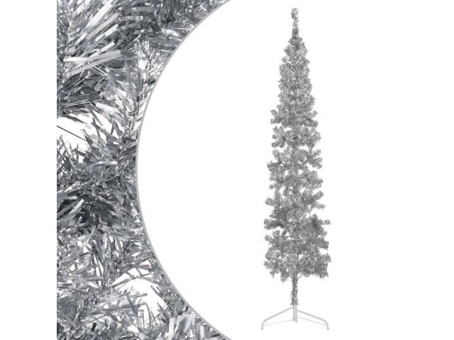 Photos - Other Jewellery VidaXL Christmas Tree Decor Slim Artificial Half Xmas Tree with Stand Silv 