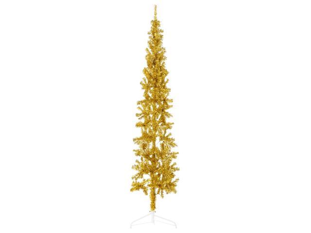 Photos - Other Jewellery VidaXL Christmas Tree Decor Slim Artificial Half Xmas Tree with Stand Gold 