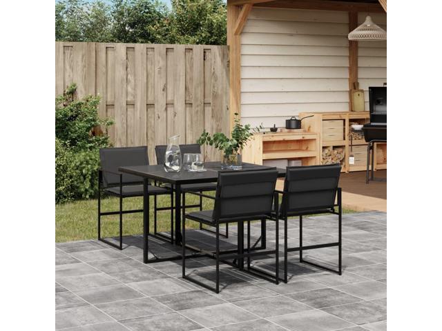 Photos - Garden Furniture VidaXL Patio Dining Set with Cushions  5 Piece Black Textilene 3295073 