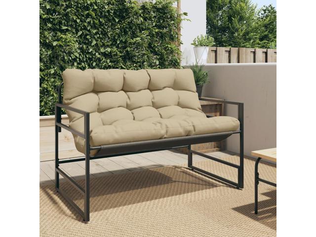 Photos - Garden Furniture VidaXL Patio Bench with Cushion Seating Outdoor  Taupe Steel 4009300 