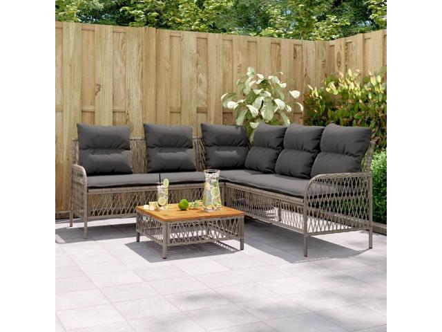 Photos - Garden Furniture VidaXL Patio Sofa Set with Cushions Outdoor Furniture 2 Piece Gray Poly Rattan 368734 