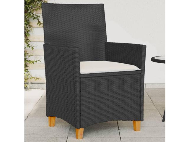 Photos - Garden Furniture VidaXL Patio Chairs with Cushions Outdoor 2 Pcs Black Poly Rattan & Solid Wood 368717 