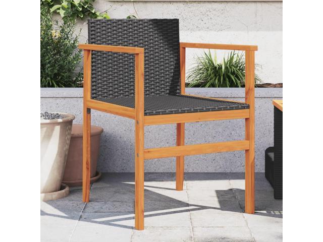 Photos - Garden Furniture VidaXL Patio Chairs Outdoor  2 Pcs Black Poly Rattan & Solid Wood 368708 