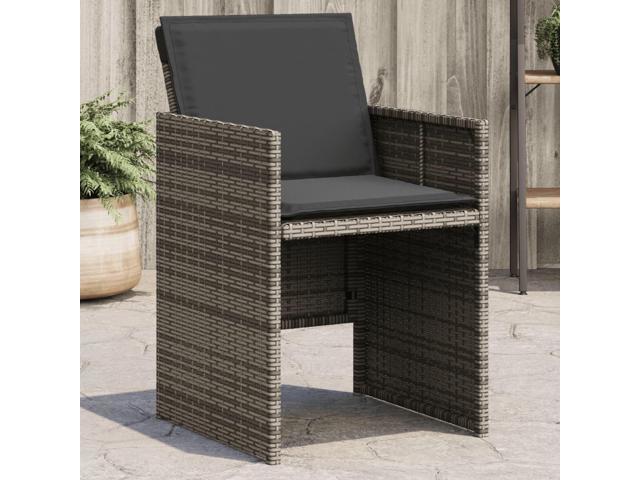 Photos - Garden Furniture VidaXL Patio Chairs with Cushions Outdoor Furniture 4 Pcs Gray Poly Rattan 4007437 