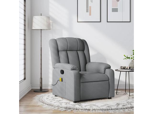 vidaXL Massage Recliner Chair Adjustable Reclining Armchair Light Gray Fabric