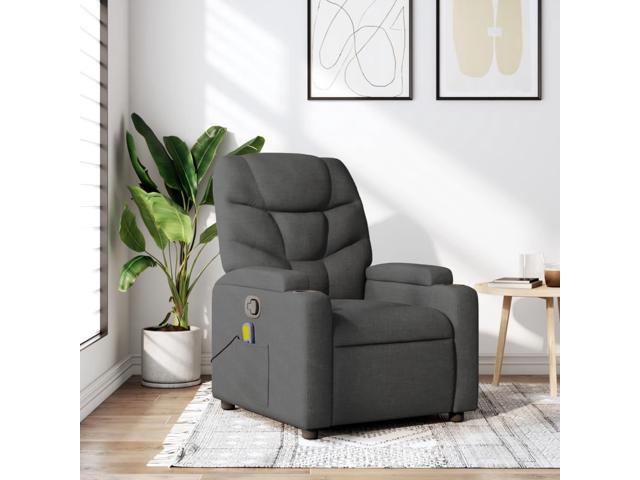 vidaXL Massage Recliner Chair Adjustable Reclining Armchair Dark Gray Fabric