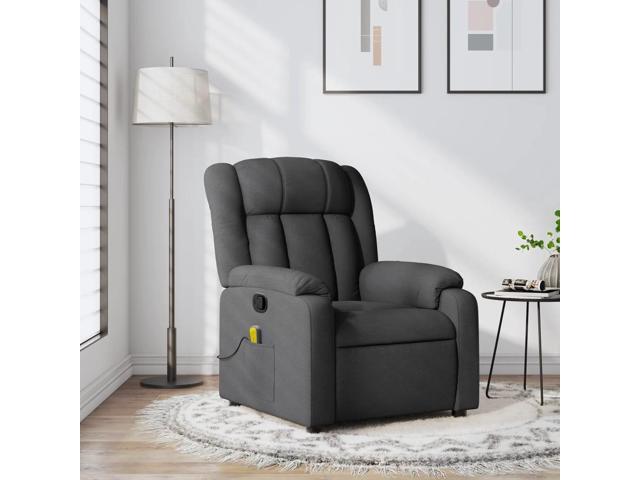 vidaXL Massage Recliner Chair Adjustable Reclining Armchair Dark Gray Fabric