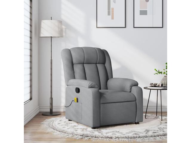 vidaXL Massage Recliner Chair Reclining Armchair for Elderly Light Gray Fabric