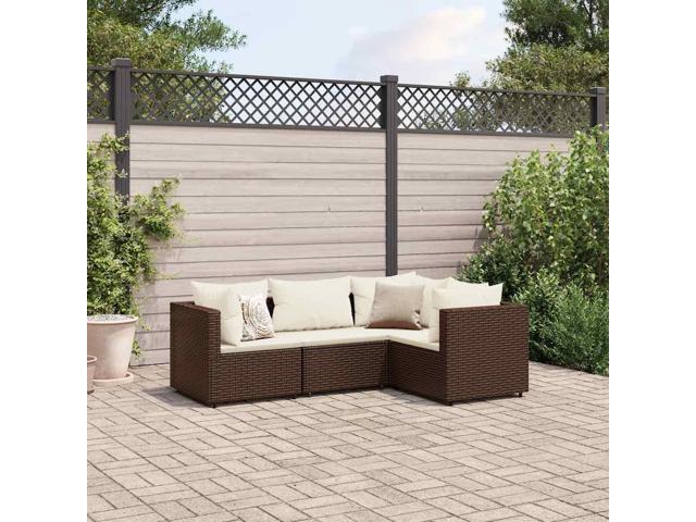 Photos - Garden Furniture VidaXL Patio Lounge Set with Cushions Sectional Sofa 4 Piece Brown Poly Rattan 3308073 