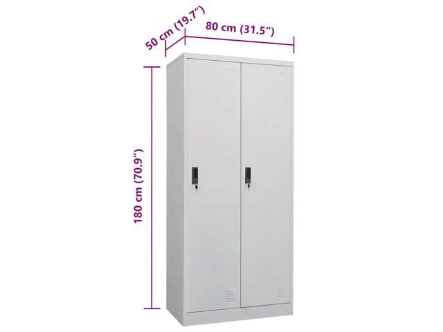 vidaXL Wardrobe Armoire Clothes Storage with 2 Lockable Doors Light Gray Steel