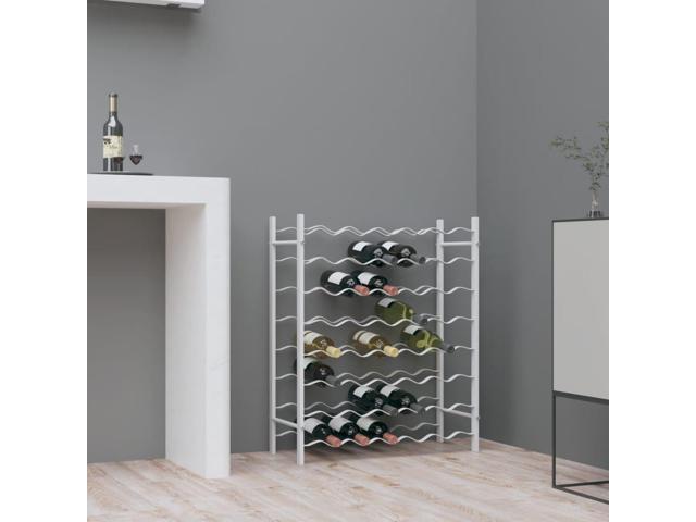 vidaXL Wine Rack for 48 Bottles Storage Wine Bottle Holder Stand White Metal