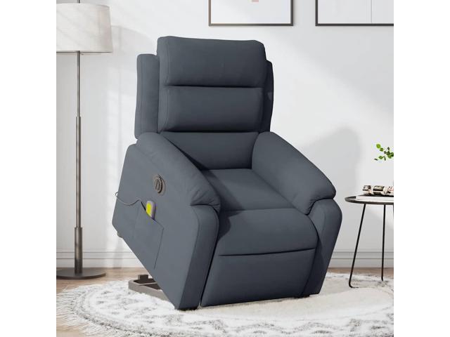 vidaXL Electric Stand up Massage Recliner Chair Armchair Dark Gray Velvet