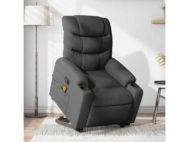 vidaXL Stand up Massage Recliner Chair Power Lift for Elderly Dark Gray Fabric