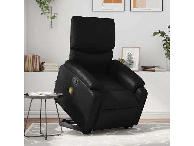 vidaXL Stand up Massage Recliner Chair Power Lift Armchair Black Faux Leather