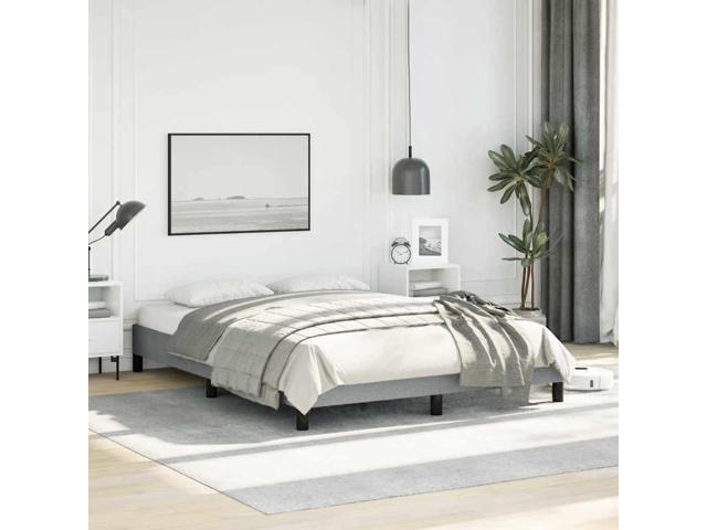 vidaXL Full Size Bed Frame with Plywood Slats, Platform Bed Frame, Fabric Upholstered Mattress Foundation, No Box Spring Needed & Easy Assembly,...