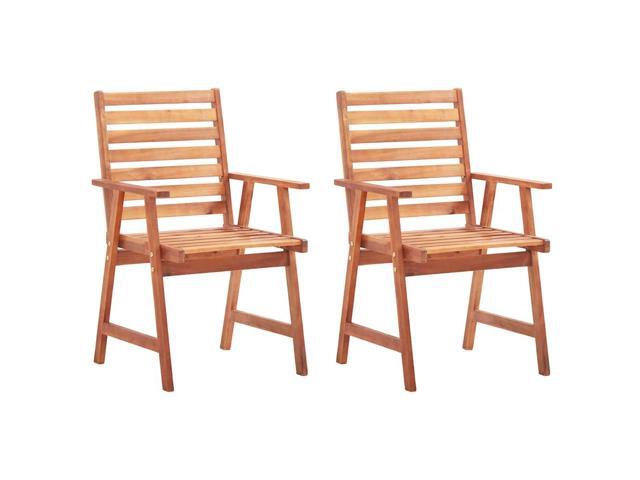 vidaXL Patio Dining Chairs 2 Pcs Outdoor Chair with Cushions Solid Wood Acacia