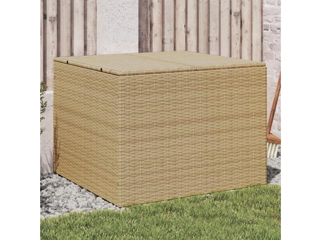 vidaXL Garden Storage Box Mix Beige PE Rattan Large Garden Storage Box