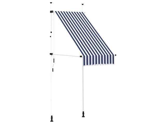 vidaXL Retractable Awning Patio Awning with Hand Crank Blue and White Stripes