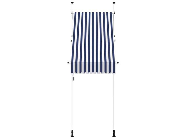 vidaXL Retractable Awning Patio Awning with Hand Crank Blue and White Stripes