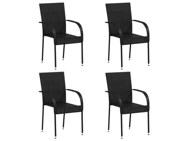 vidaXL Stackable Outdoor Chairs 4 pcs Poly Rattan Black