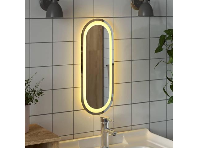 vidaXL LED Bathroom Mirror Glass, LED components 15.7 x 5.9 in