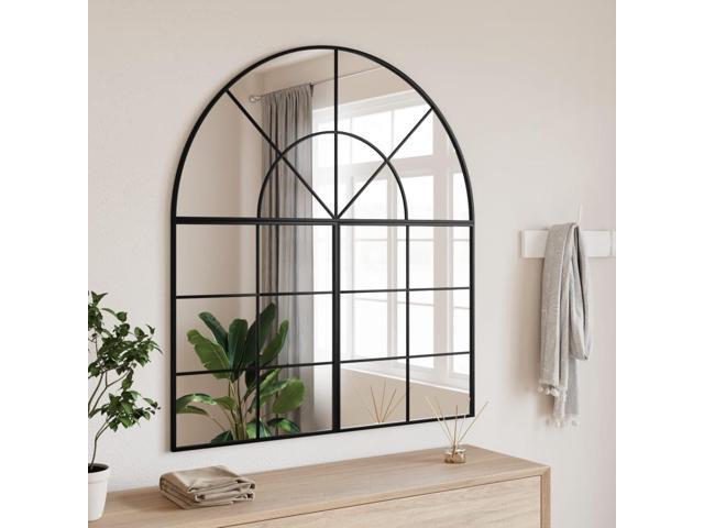vidaXL Wall Mirror Black Glass 39.4 x 19.7 in Black Wall Mirror