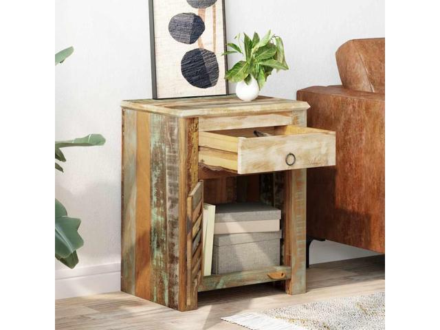vidaXL End Table w/ 1 Drawer 1 Door Reclaimed Wood Side Storage Cabinet Stand