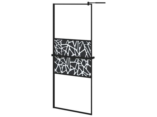 vidaXL Walk-in Shower Wall with Shelf Black 31.5'x76.8' ESG Glass & Aluminum