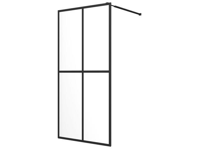 vidaXL Walk-in Shower Wall with Shelf Black 31.5'x76.8' ESG Glass & Aluminum
