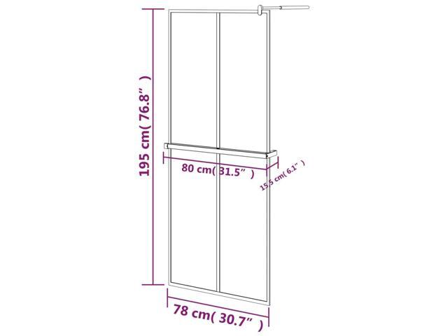 vidaXL Walk-in Shower Wall with Shelf Black 31.5'x76.8' ESG Glass & Aluminum