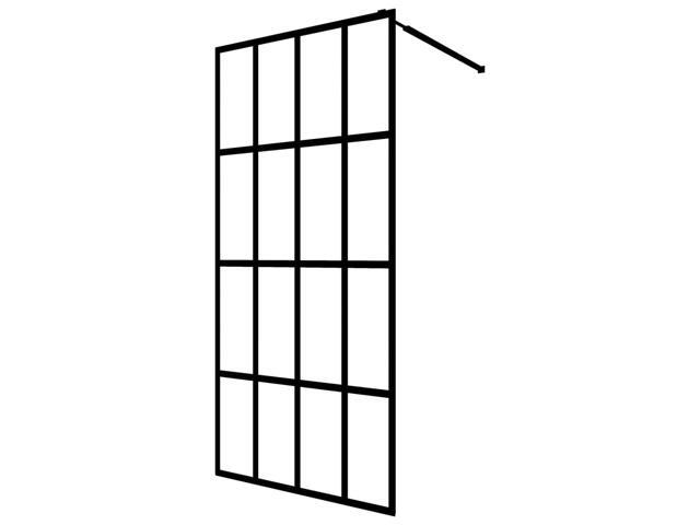 vidaXL Walk-in Shower Wall with Shelf Black 39.4'x76.8' ESG Glass & Aluminum