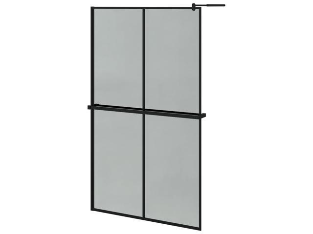 vidaXL Walk-in Shower Wall with Shelf Black 46.5'x74.8' ESG Glass & Aluminum