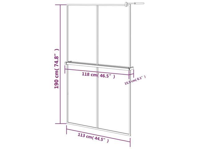 vidaXL Walk-in Shower Wall with Shelf Black 46.5'x74.8' ESG Glass & Aluminum