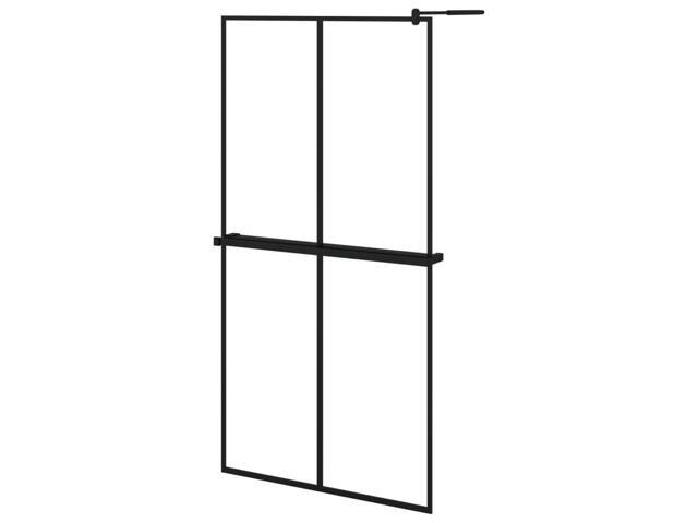 vidaXL Walk-in Shower Wall with Shelf Black 39.4'x76.8' ESG Glass & Aluminum