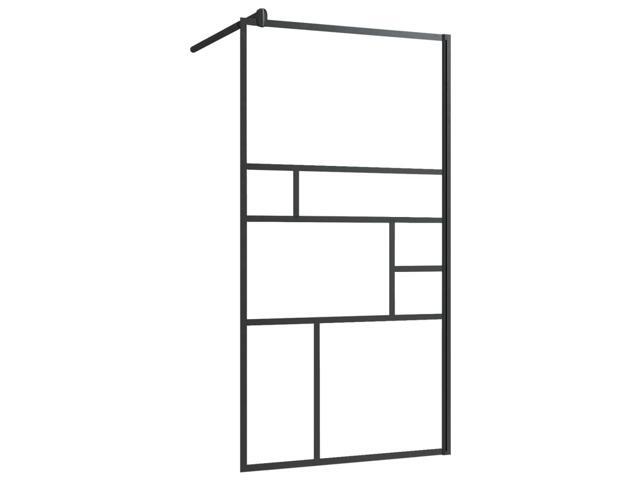 vidaXL Walk-in Shower Wall with Shelf Black 39.4'x76.8' ESG Glass & Aluminum