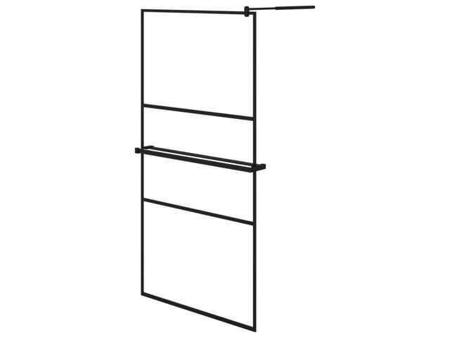 vidaXL Walk-in Shower Wall with Shelf Black 39.4'x76.8' ESG Glass & Aluminum