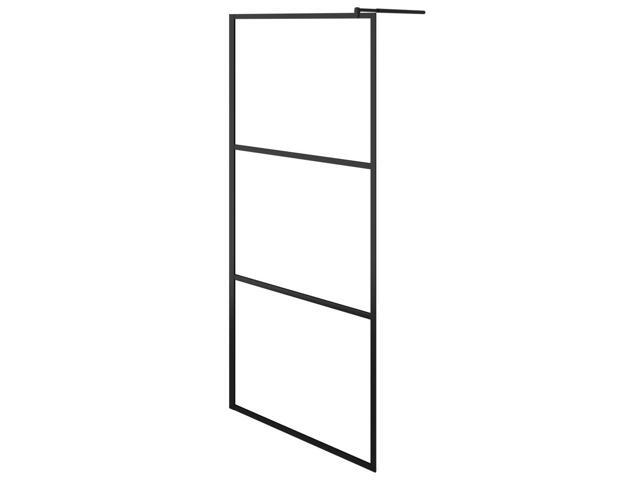 vidaXL Walk-in Shower Wall with Shelf Black 39.4'x76.8' ESG Glass & Aluminum