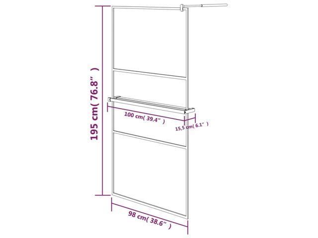 vidaXL Walk-in Shower Wall with Shelf Black 39.4'x76.8' ESG Glass & Aluminum